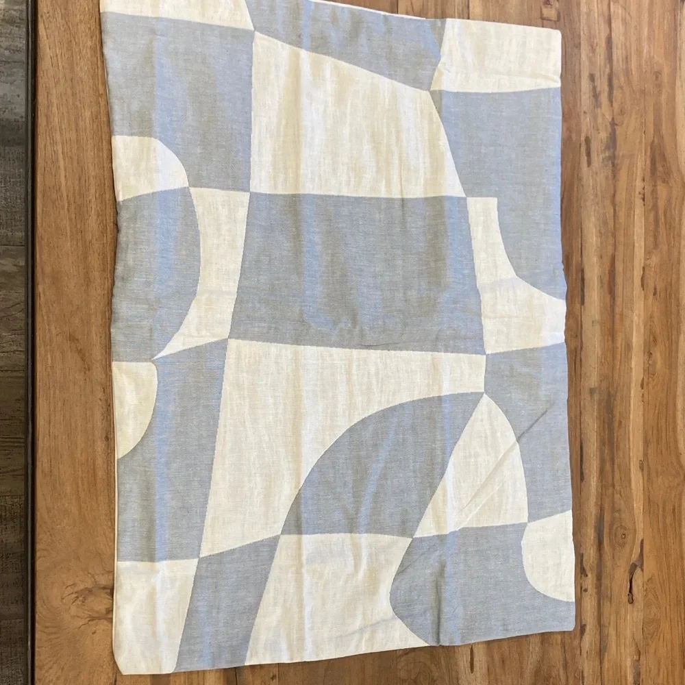 West Elm Blue and White Striped Linen Pillow Cover